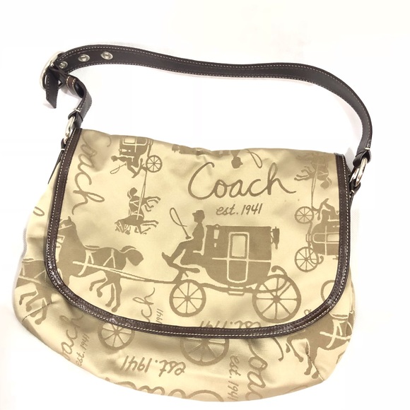Coach Handbags - Coach stagecoach pattern beige canvas & leather